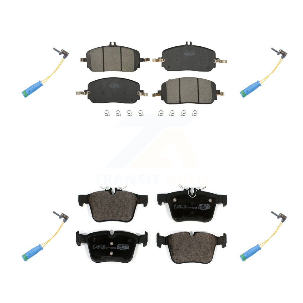 TEC Front Rear Ceramic Disc Brake Pads And Wear Sensors Kit For 2022-2023 Mercedes-Benz C300 Convertible Coupe Without Sport Package With 330mm Diameter Rotor KTW-102166