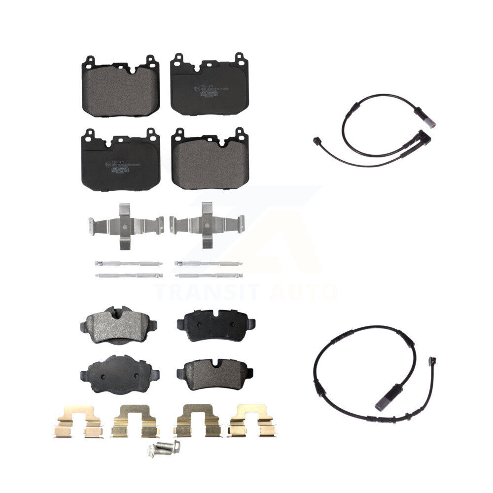 TEC Front Rear Ceramic Disc Brake Pads And Wear Sensors Kit For 2015 Mini Cooper S John Works with Hatchback 1.6L With 5 Lug Wheels 4 Piston Caliper KTW-102179