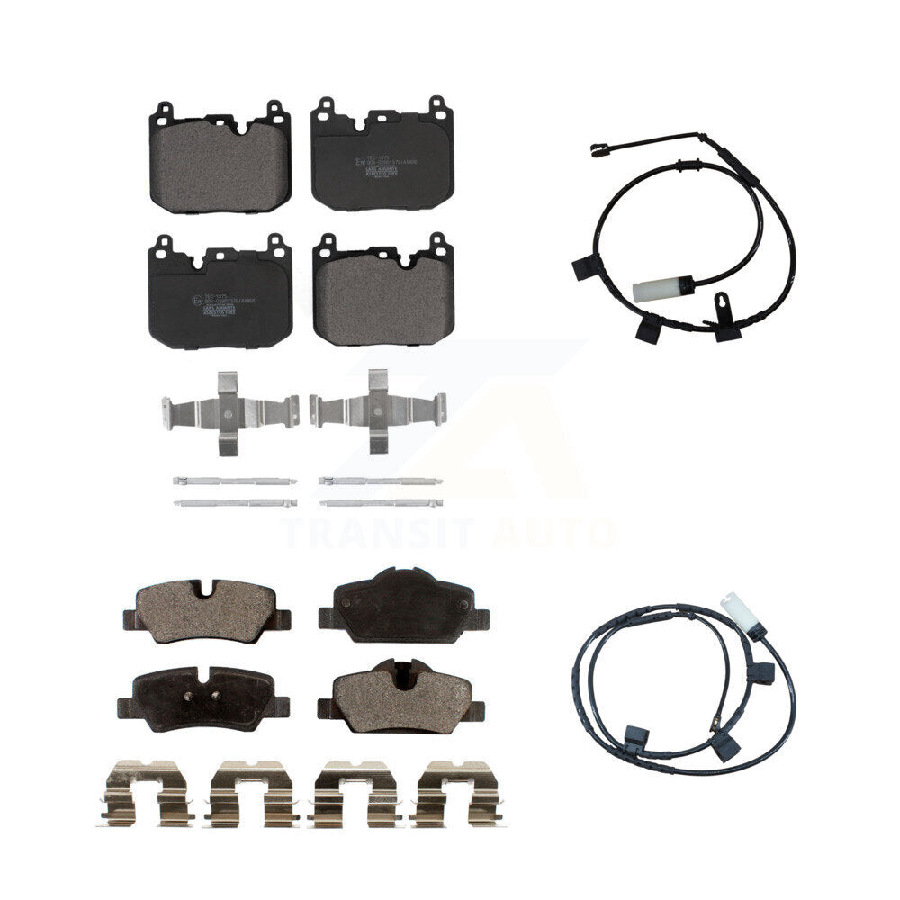 TEC Front Rear Ceramic Disc Brake Pads And Wear Sensors Kit For 2015 Mini Cooper S John Works with Convertible 2.0L With 5 Lug Wheels 4 Piston Caliper KTW-102184