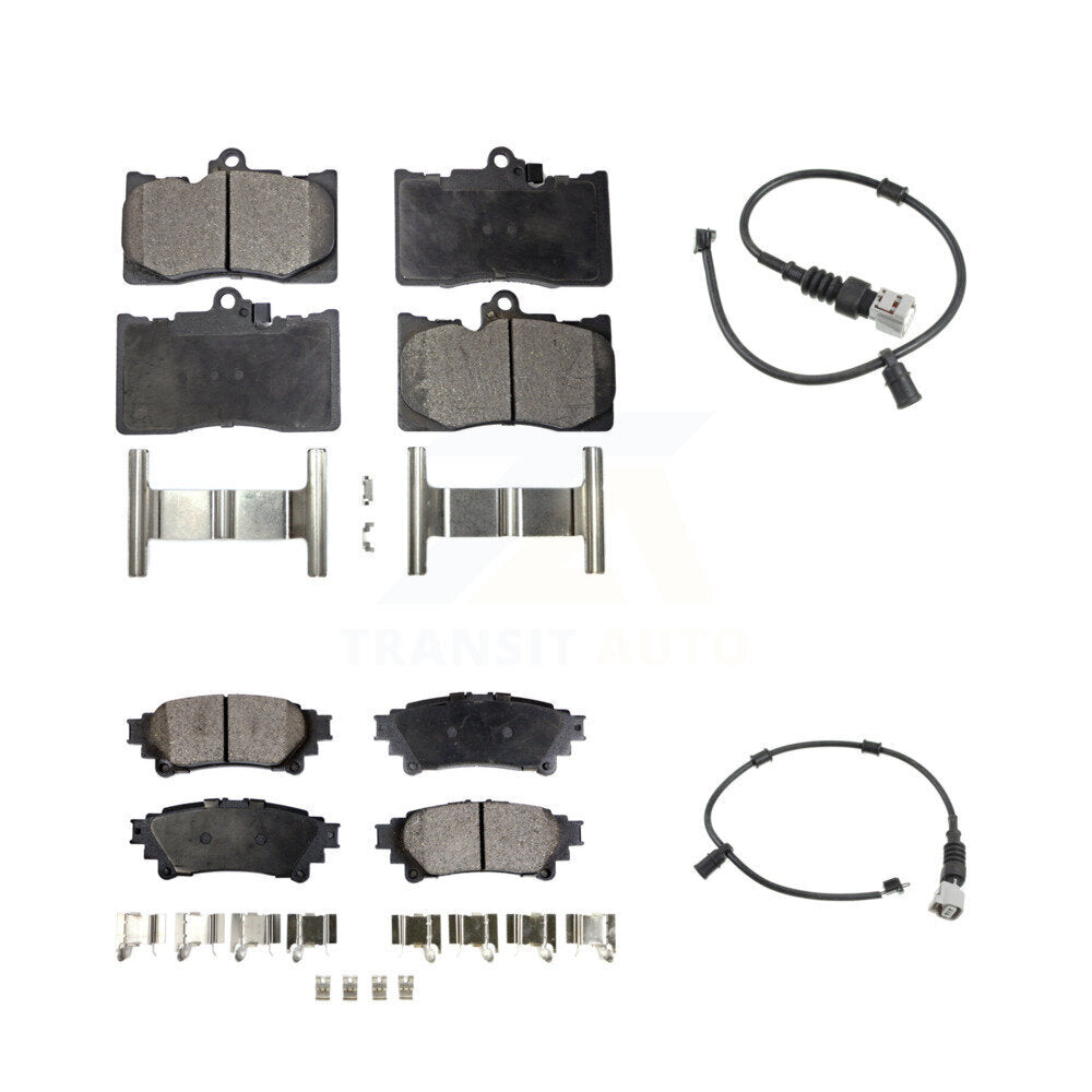 TEC Front Rear Ceramic Disc Brake Pads And Wear Sensors Kit For 2016-2020 Lexus GS350 AWD with 3.5L 380mm Brembo 6 Piston Calipers KTW-102200
