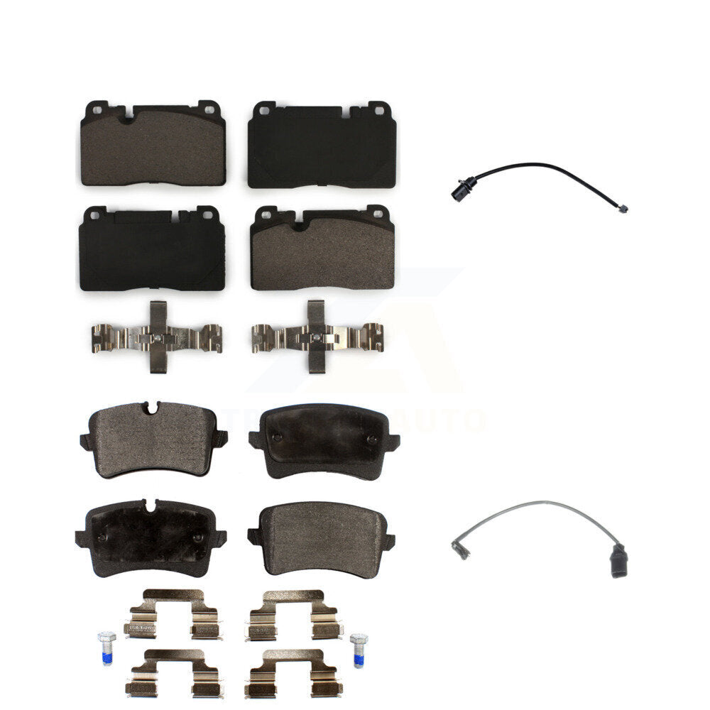 TEC Front Rear Ceramic Disc Brake Pads And Wear Sensors Kit For 2017 Porsche Macan 2.0L With Cast Iron Black Painted Calipers KTW-102219