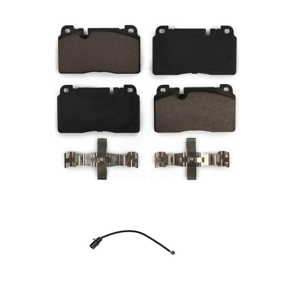 TEC Front Ceramic Disc Brake Pads And Wear Sensors Kit For 2017-2019 Porsche Macan 2.0L With Cast Iron Black Painted Calipers KTW-102236