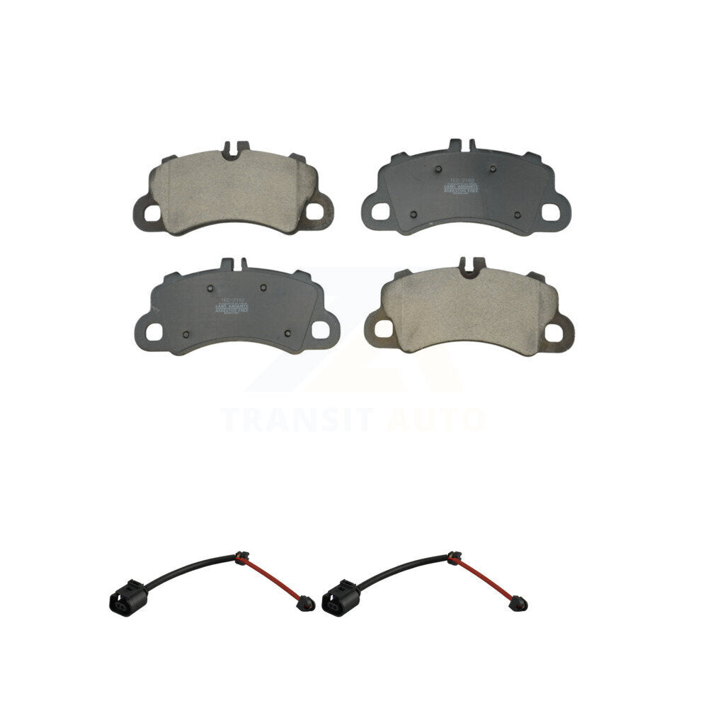 TEC Front Ceramic Disc Brake Pads And Wear Sensors Kit For 2020 Porsche Cayenne Turbo S E-Hybrid Coupe with 4.0L With 350mm Diameter Rotor Cast Iron KTW-102250