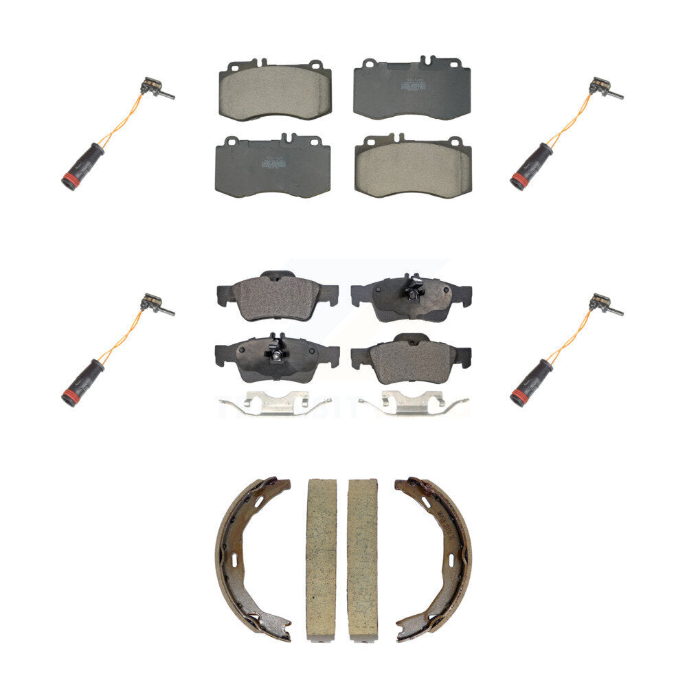 TEC Front Rear Ceramic Disc Brake Pads And Wear Sensors Kit (7Pc) For 2011 Mercedes-Benz E550 207.372 212.072 212.090 207.472 body code with Sedan RWD 5.5L rear brakes KTW-102312
