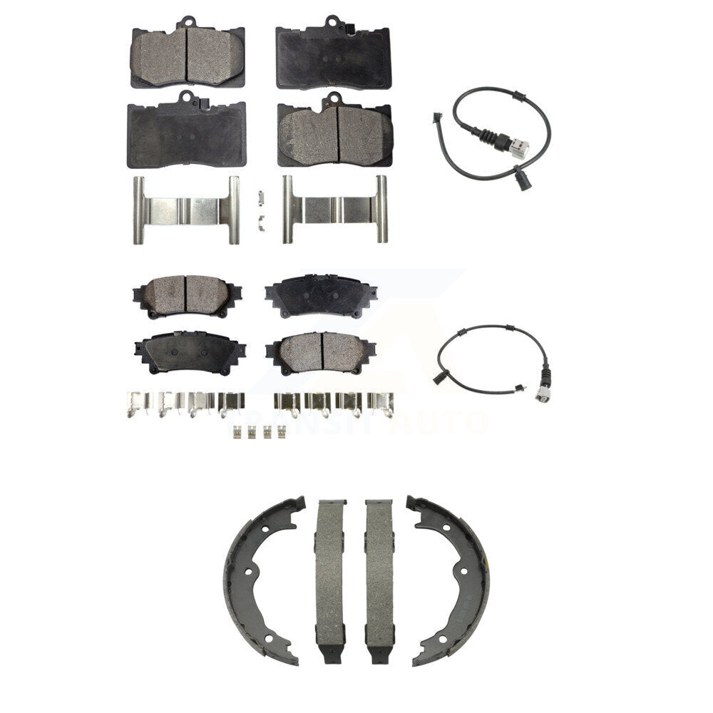 TEC Front Rear Ceramic Disc Brake Pads And Wear Sensors Kit (5Pc) For 2016-2020 Lexus GS350 AWD with 3.5L 380mm Brembo 6 Piston Calipers KTW-102325