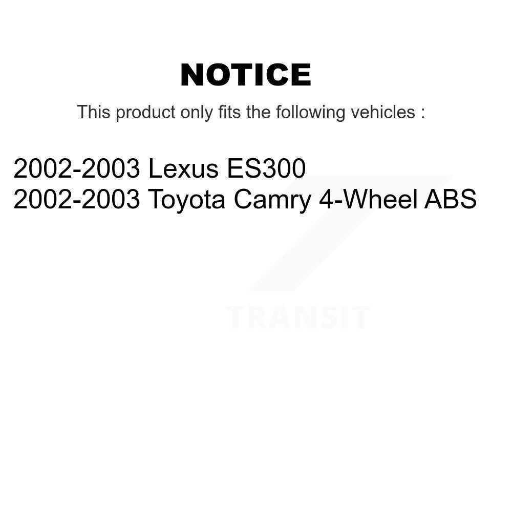 Kugel Front Rear Wheel Bearing And Hub Assembly Kit For 2002-2003 Toyota Camry Lexus ES300 - Left Right Side (Driver Passenger) K70-102301