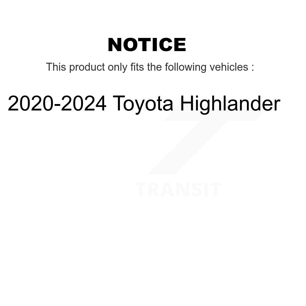 Transit Auto Front Rear Complete Suspension Shocks Strut And Coil Spring Mount Assemblies Kit For 2020-2024 Toyota Highlander - Left Right Side (Driver Passenger) K78M-100553