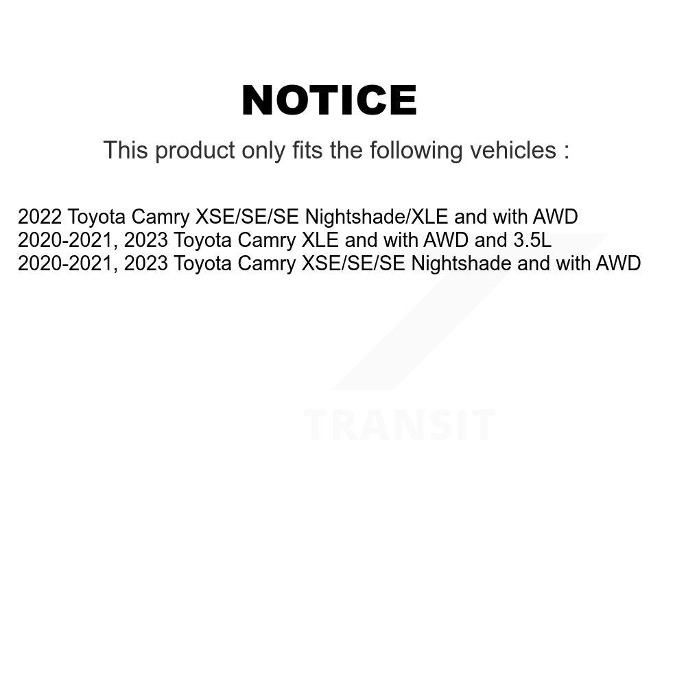 Transit Auto Front Rear Complete Suspension Shocks Strut And Coil Spring Mount Assemblies Kit For Toyota Camry - Left Right Side (Driver Passenger) K78M-100554