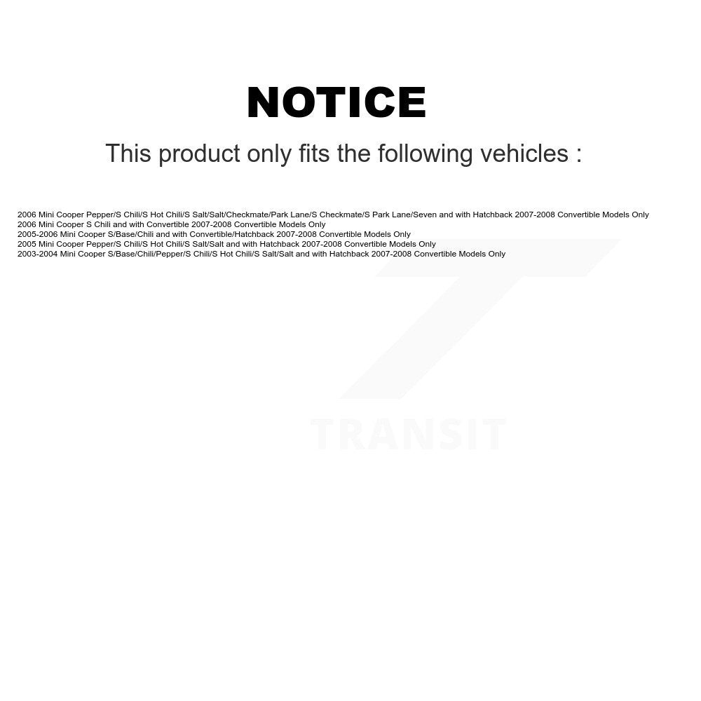 Transit Auto Front Rear Complete Suspension Shocks Strut And Coil Spring Mount Assemblies Kit For Mini Cooper 2007-2008 Convertible Models Only - Left Right Side (Driver Passenger) K78M-100561