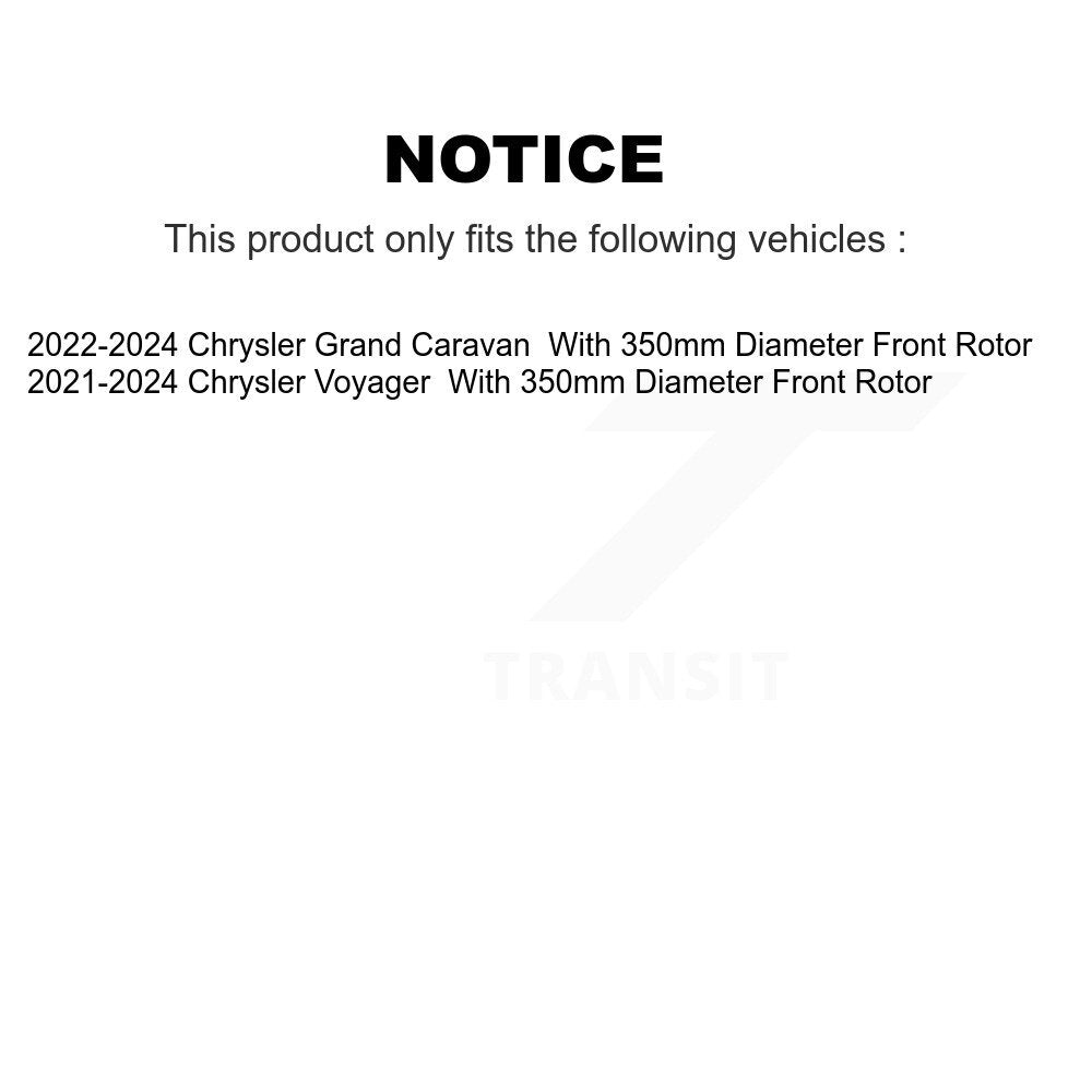 CMX Front Rear Disc Brake Rotors Kit For Chrysler Grand Caravan Voyager With 350mm Diameter Rotor K8-102750