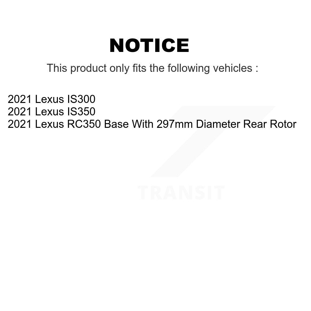 Transit Auto Rear Disc Rotors Ceramic Pads And Parking Brake Shoes Kit For 2021 Lexus IS300 IS350 RC350 K8T-106101