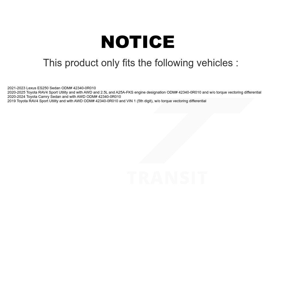 Kugel Rear CV Axle Drive Shaft Complete Assembly Kit For Toyota RAV4 Camry Lexus ES250 - Left Right Side (Driver Passenger) KCV-100473