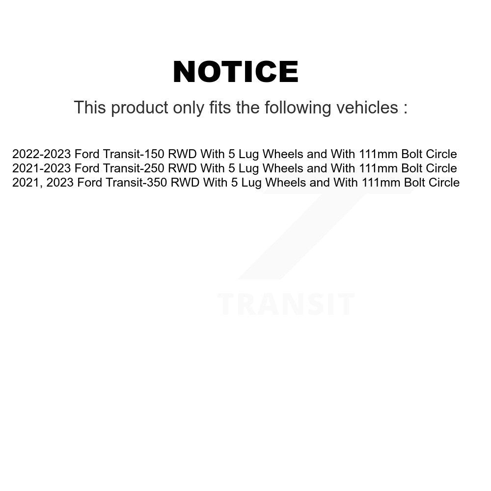 Transit Auto Front Rear Coated Drilled Slotted Disc Brake Rotors And Ceramic Pads Kit For Ford Transit-250 Transit-350 Transit-150 With 5 Lug Wheels 111mm Bolt Circle RWD KDC-101991