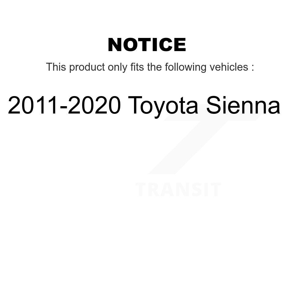 Transit Auto Rear Disc Drilled & Slotted Rotors Ceramic Pads Parking Brake Shoes And Hardware Kit For 2011-2020 Toyota Sienna KDC-102006