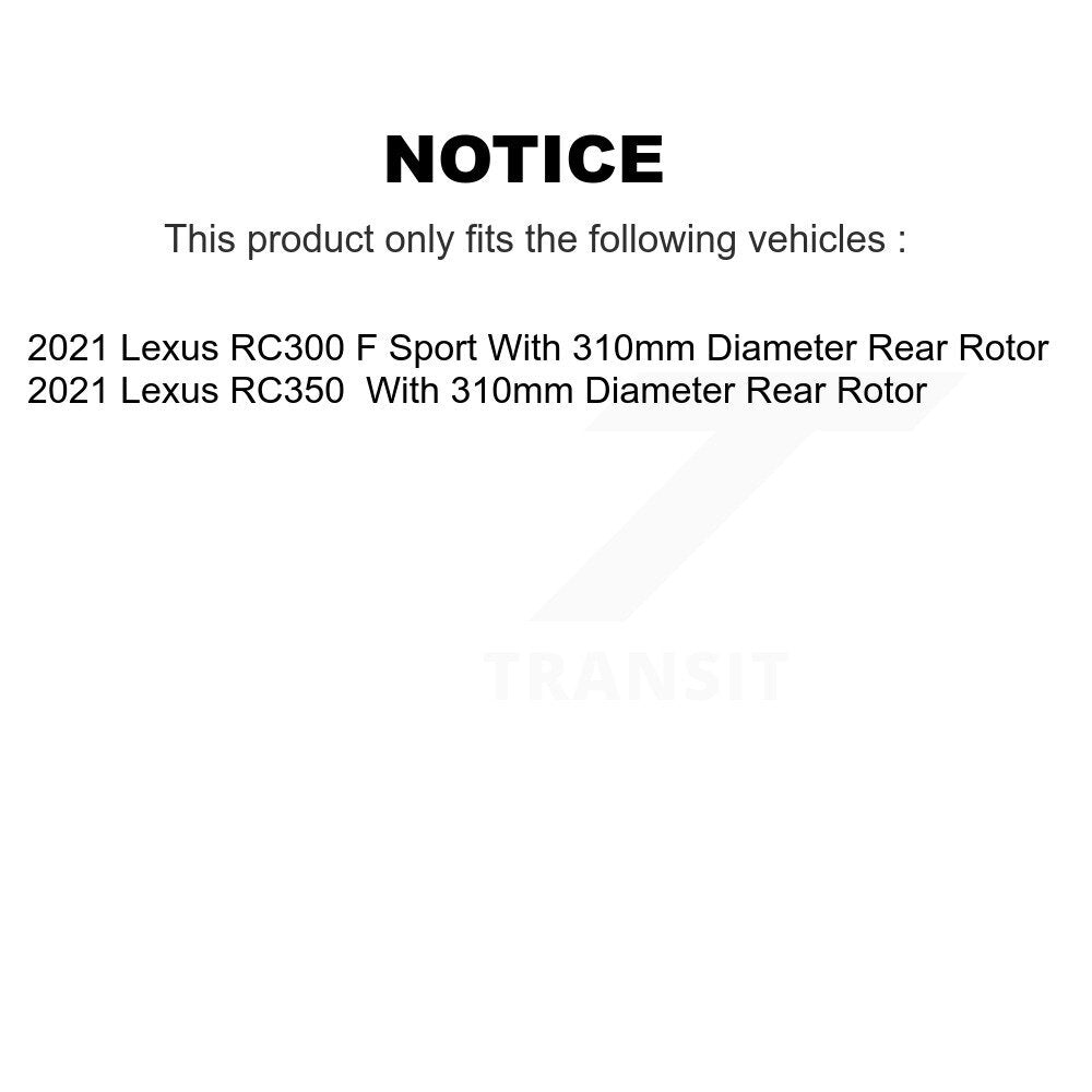 Transit Auto Rear Disc Drilled & Slotted Rotors Ceramic Pads And Parking Brake Shoes Kit For 2021 Lexus RC350 RC300 With 310mm Diameter Rotor KDC-102022