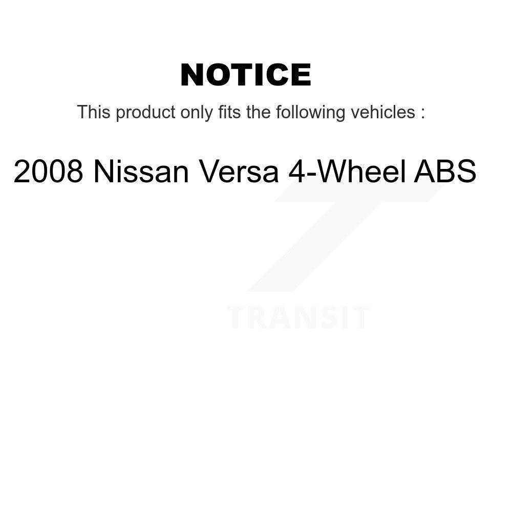 Transit Auto Rear Coated Brake Drum Shoes Kit For 2008 Nissan Versa 4-Wheel ABS KGN-100211