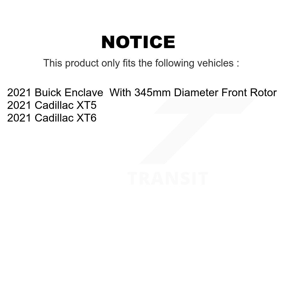Transit Auto Front Rear Coated Disc Brake Rotors And Semi-Metallic Pads Kit For 2021 Cadillac XT5 Buick Enclave XT6 KGS-102790