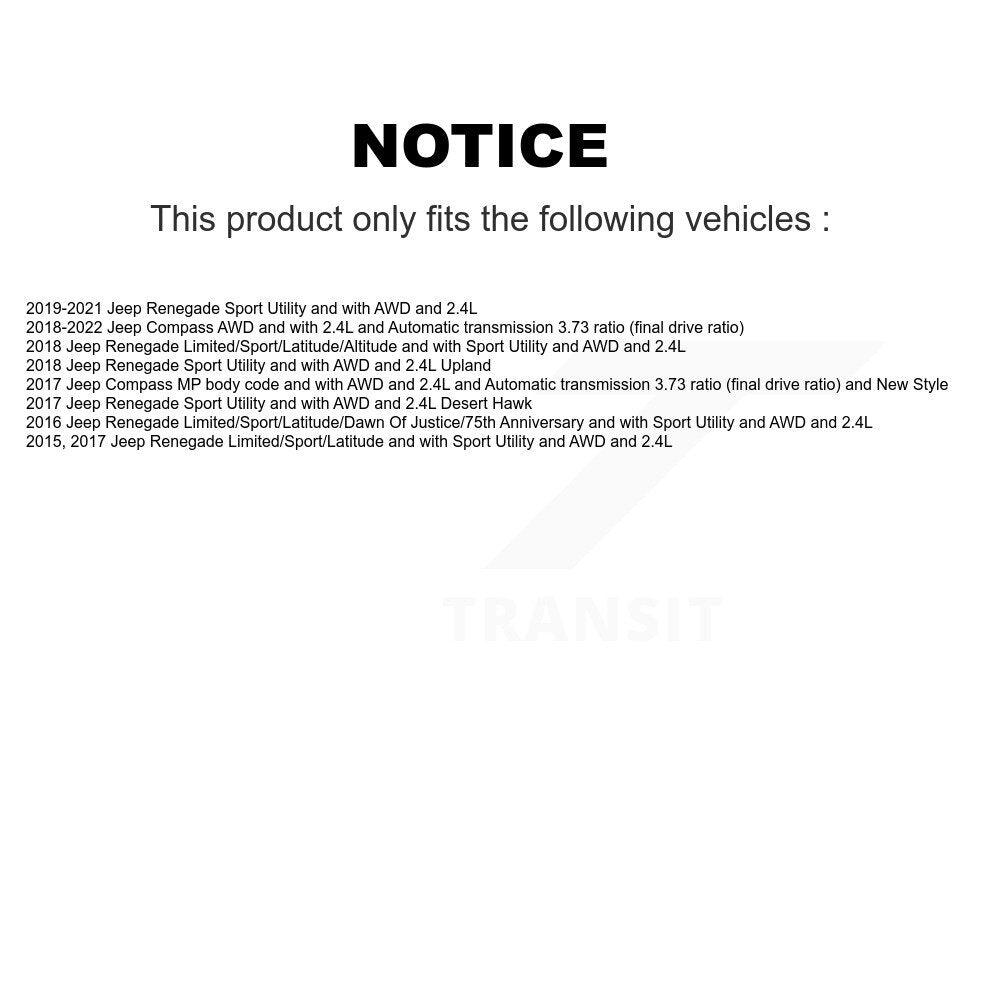 Kugel Front CV Axle Drive Shaft And Complete Wheel Hub Bearing Assembly Kit For Jeep Compass Renegade - Left Right Side (Driver Passenger) KN7-100921