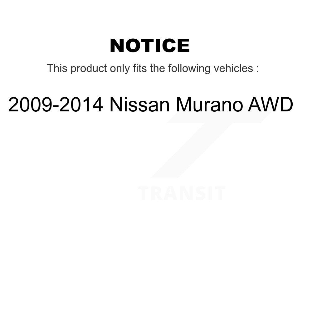 Kugel Front CV Axle Drive Shaft And Complete Wheel Hub Bearing Assembly Kit For 2009-2014 Nissan Murano AWD - Left Right Side (Driver Passenger) KN7-100994