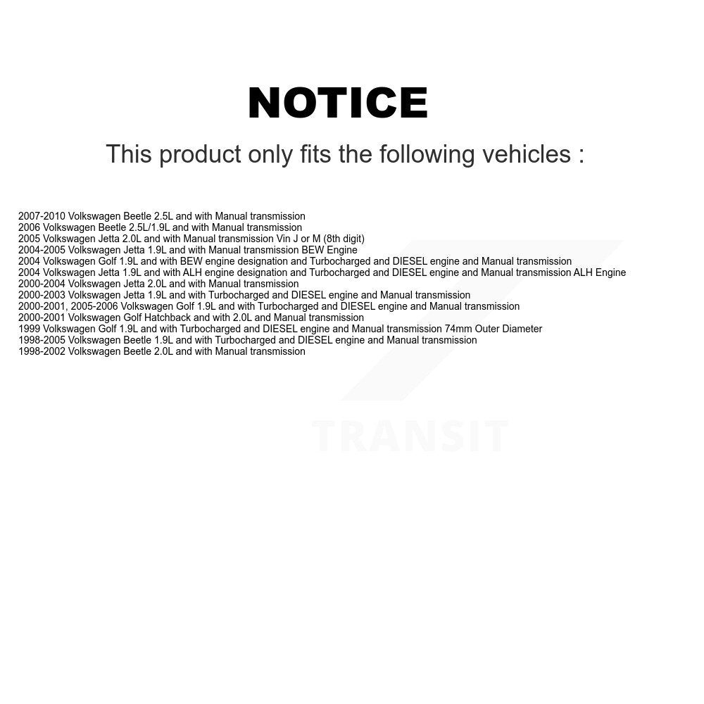 Kugel Front Left (Driver Side) CV Axle Drive Shaft] Complete Assembly And Wheel Bearing Kit For Volkswagen Jetta Beetle Golf KN7-101038