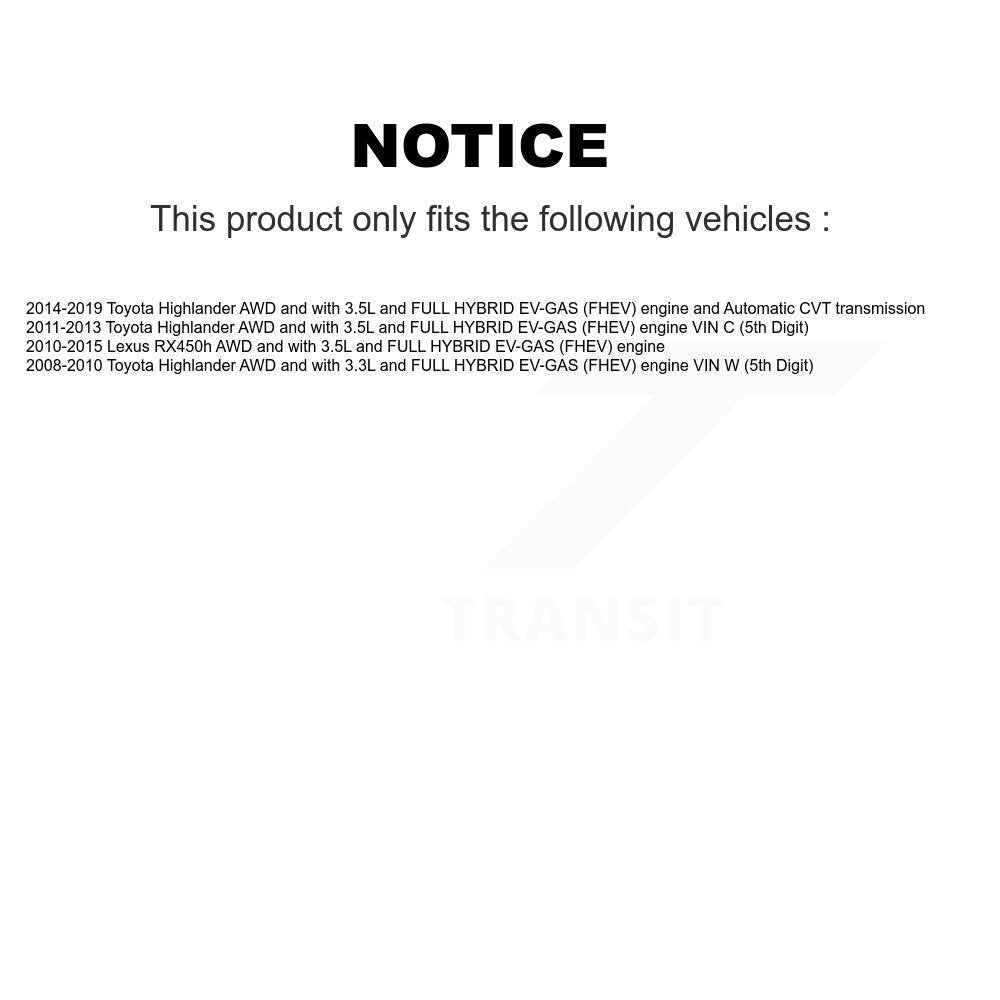 Buyers Guide for KN7-101047. Fits: Toyota Highlander Lexus RX450h KN7-101047