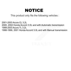 Kugel Front Right (Passenger Side) CV Axle Drive Shaft] Complete Assembly And Wheel Bearing Kit For Honda Accord Acura TL CL KN7-101108