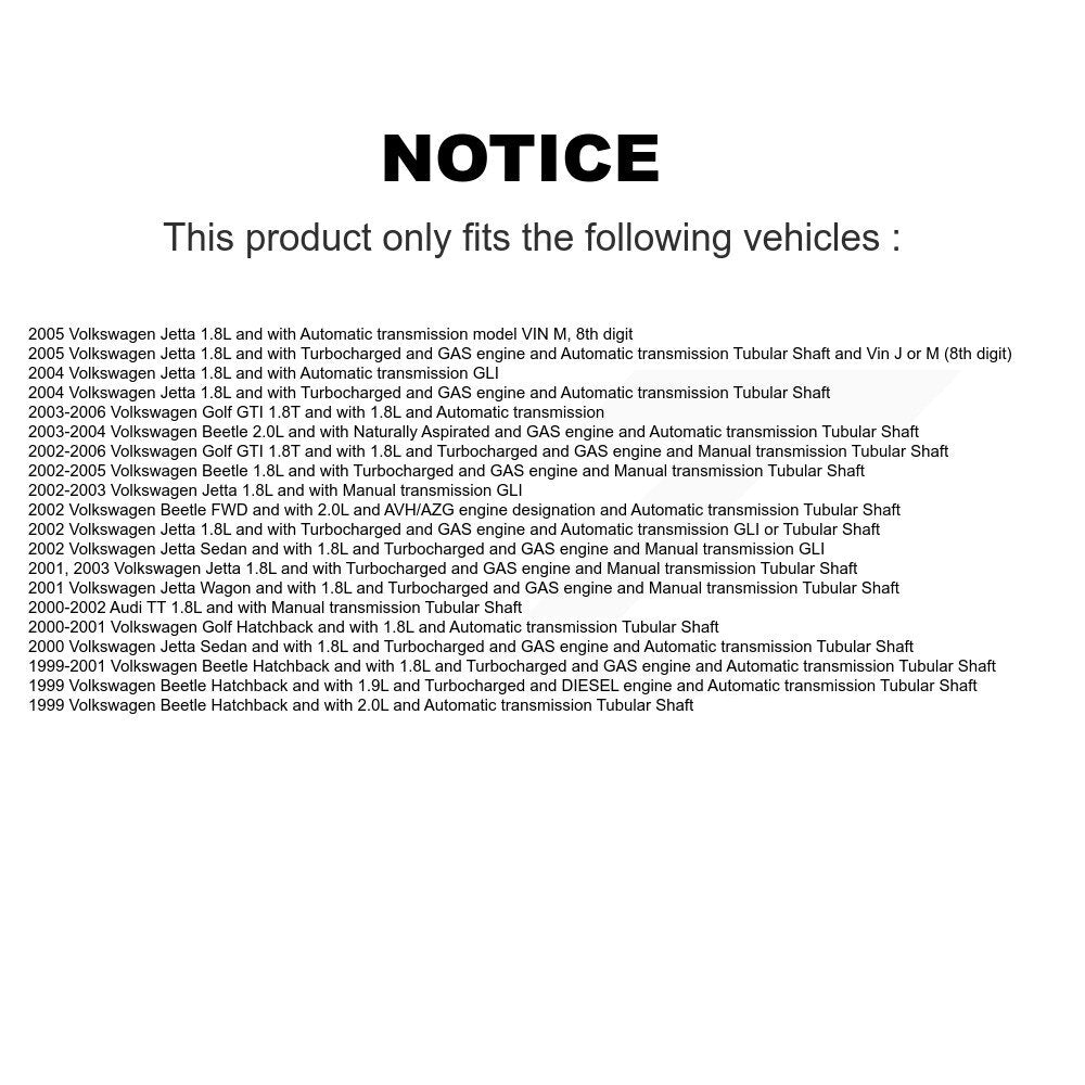 Buyers Guide for KN7-101148. Fits: Volkswagen Jetta Golf Beetle Audi TT KN7-101148
