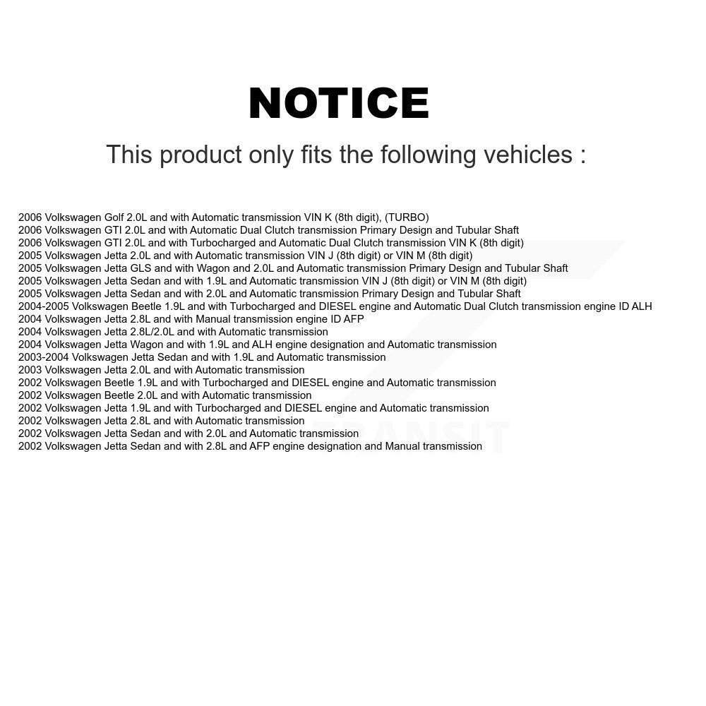 Kugel Front Right (Passenger Side) CV Axle Drive Shaft] Complete Assembly And Wheel Bearing Kit For Volkswagen Jetta Beetle Golf GTI KN7-101149