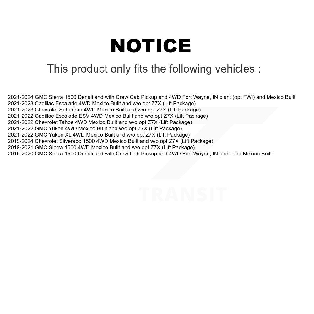 Buyers Guide for KN7-101248. Fits: Chevrolet GMC Silverado 1500 Sierra Cadillac Escalade Suburban Tahoe Yukon XL ESV & more.