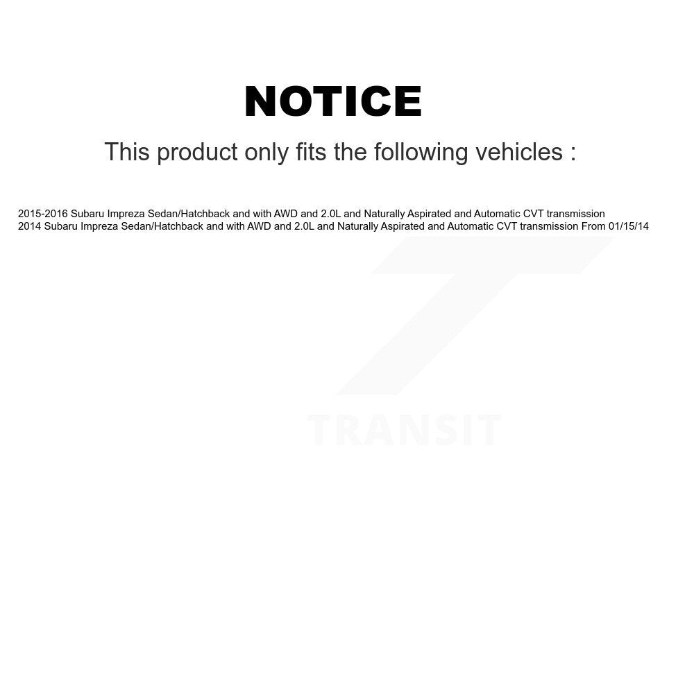 Kugel Front Right (Passenger Side) CV Axle Drive Shaft And Complete Hub Bearing Assembly Kit For Subaru Impreza Sedan Hatchback with AWD 2.0L Naturally Aspirated Automatic CVT transmission KN7-101261
