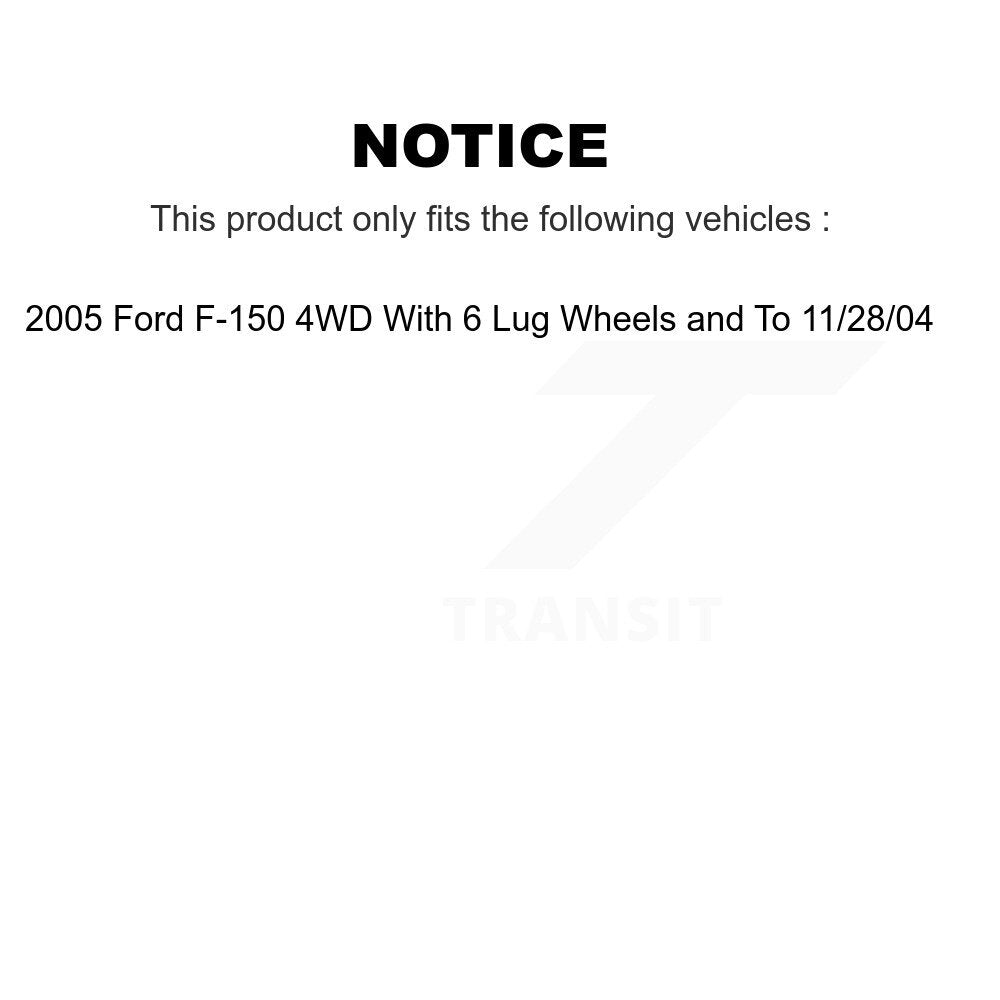 Kugel Front Left (Driver Side) CV Axle Drive Shaft And Complete Wheel Hub Bearing Assembly Kit For 2005 Ford F-150 4WD With 6 Lug Wheels To 11 28 04 KN7-101382