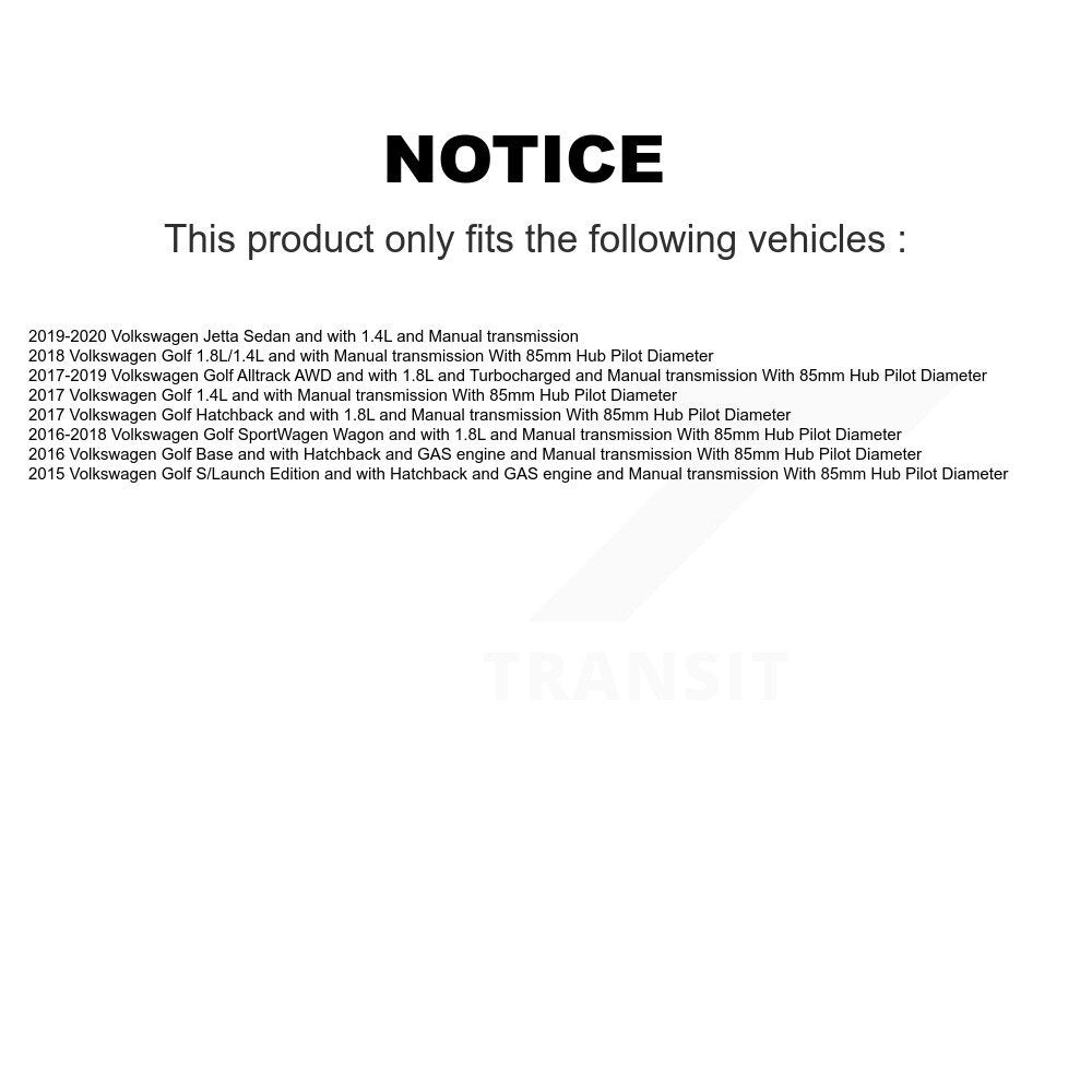 Kugel Front Left (Driver Side) CV Axle Drive Shaft And Complete Wheel Hub Bearing Assembly Kit For Volkswagen Golf Jetta SportWagen Alltrack KN7-101428