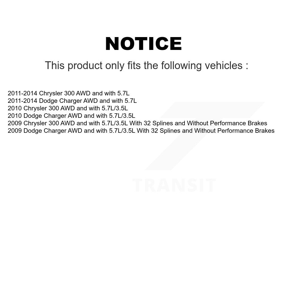 Kugel Rear Left (Driver Side) CV Axle Drive Shaft And Complete Wheel Hub Bearing Assembly Kit For Chrysler 300 Dodge Charger KN7-101449