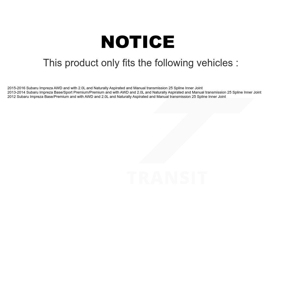 Kugel Rear Left (Driver Side) CV Axle Drive Shaft And Complete Wheel Hub Bearing Assembly Kit For Subaru Impreza 25 Spline Inner Joint KN7-101460