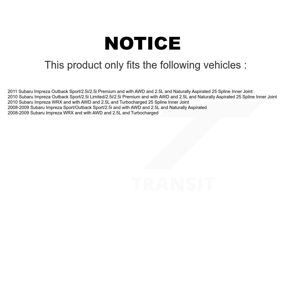 Kugel Rear Left (Driver Side) CV Axle Drive Shaft And Complete Wheel Hub Bearing Assembly Kit For Subaru Impreza KN7-101463