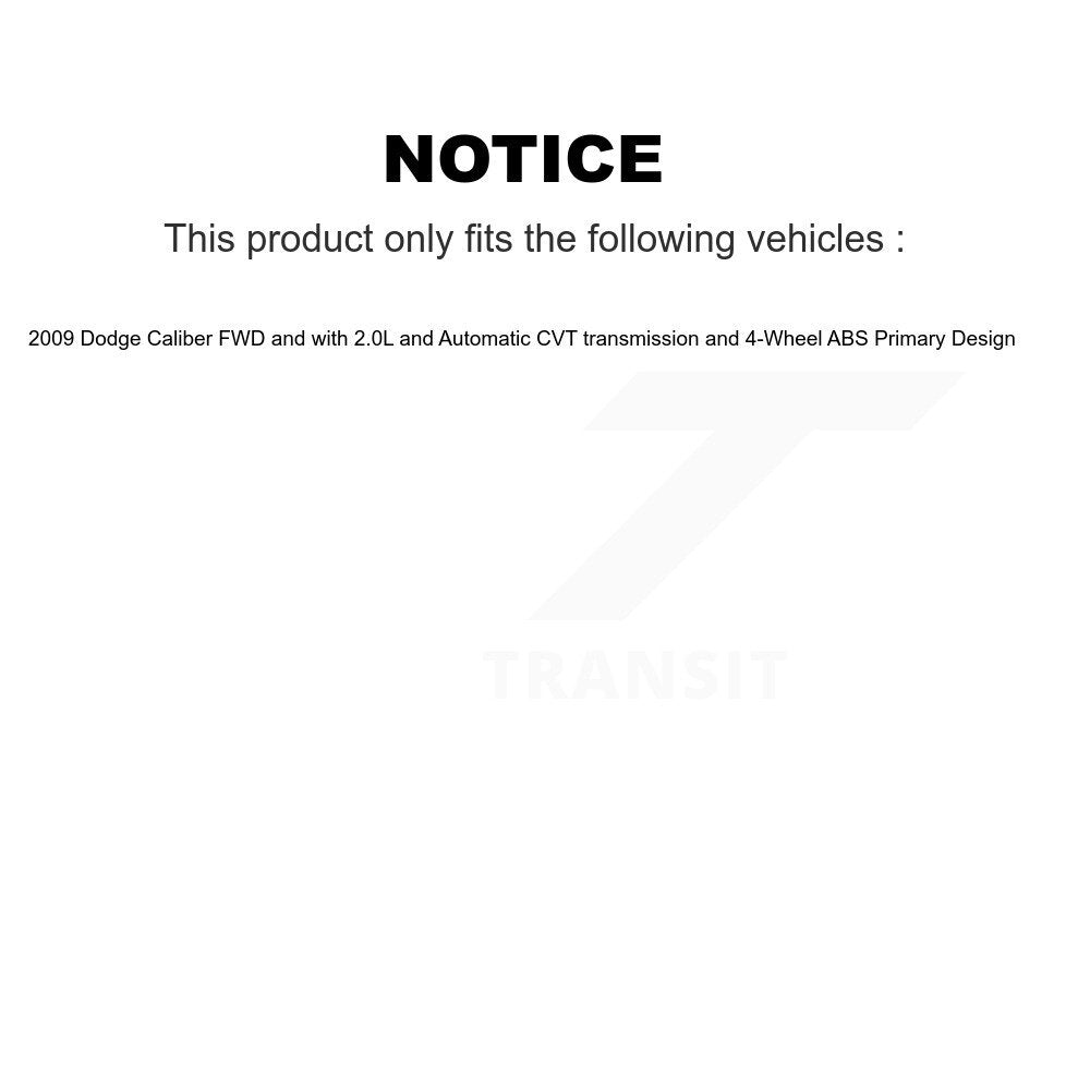 Kugel Front Rear CV Axle Drive Shaft And Bearing Kit (8Pc) For 2009 Dodge Caliber FWD with 2.0L Automatic CVT transmission 4-Wheel ABS Primary Design - Left Right Side (Driver Passenger) KN7-101525