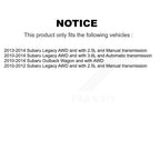 Kugel Front Rear CV Axle Drive Shaft And Complete Wheel Hub Bearing Assembly Kit (8Pc) For Subaru Outback Legacy - Left Right Side (Driver Passenger) KN7-101535