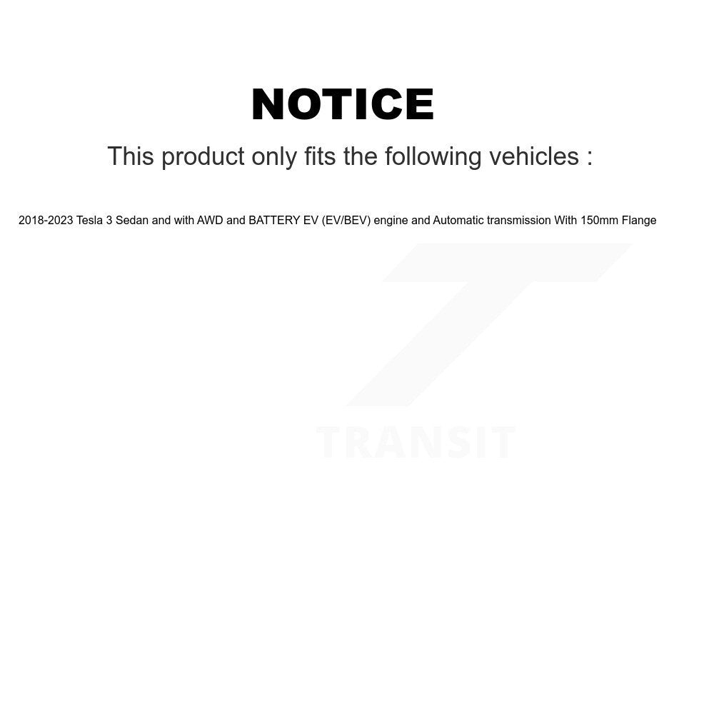 Kugel Front Rear CV Axle Shaft And Bearing Kit (8Pc) For 2018-2023 Tesla 3 Sedan with AWD BATTERY EV (EV BEV) engine Automatic transmission With 150mm Flange - Left Right (Driver Passenger) KN7-101550
