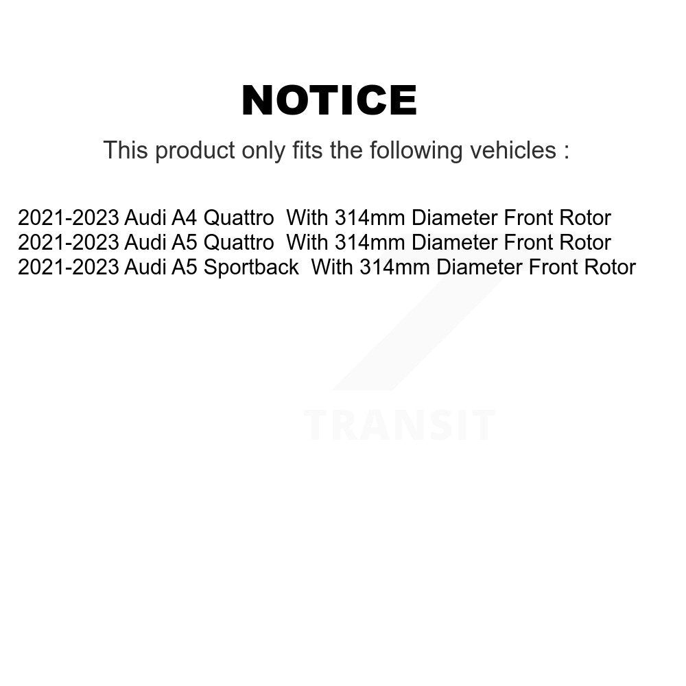 Positive Plus Front Rear Semi-Metallic Disc Brake Pads And Extra Wear Sensors Kit For 2021-2023 Audi A4 Quattro A5 Sportback With 314mm Diameter Rotor KPW-101701