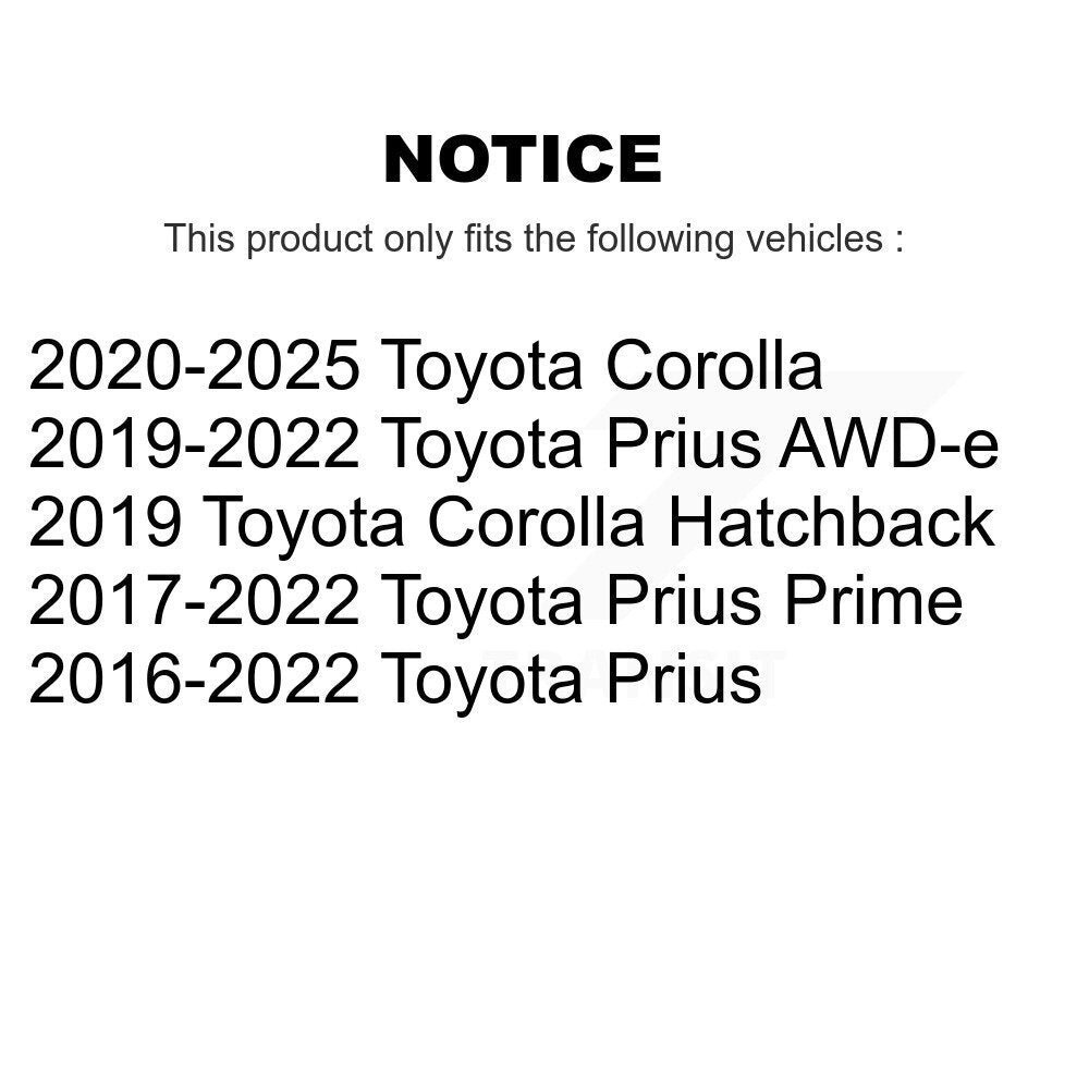 Buyers Guide for KTR-105803. Fits: Toyota Corolla Prius Prime AWD-e KTR-105803