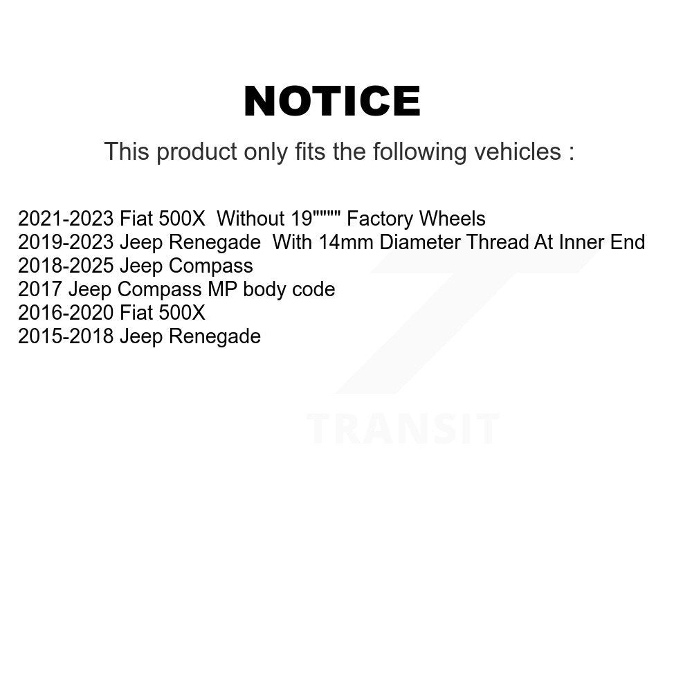 Buyers Guide for KTR-105948. Fits: Jeep Compass Renegade Fiat 500X