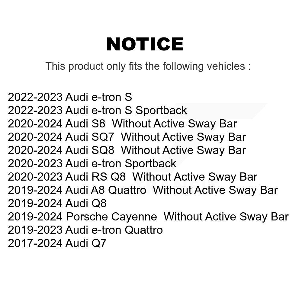 Buyers Guide for KTR-105976. Fits: Audi Q7 Porsche Cayenne Q8 e-tron Quattro SQ8 RS Sportback SQ7 A8 S S8