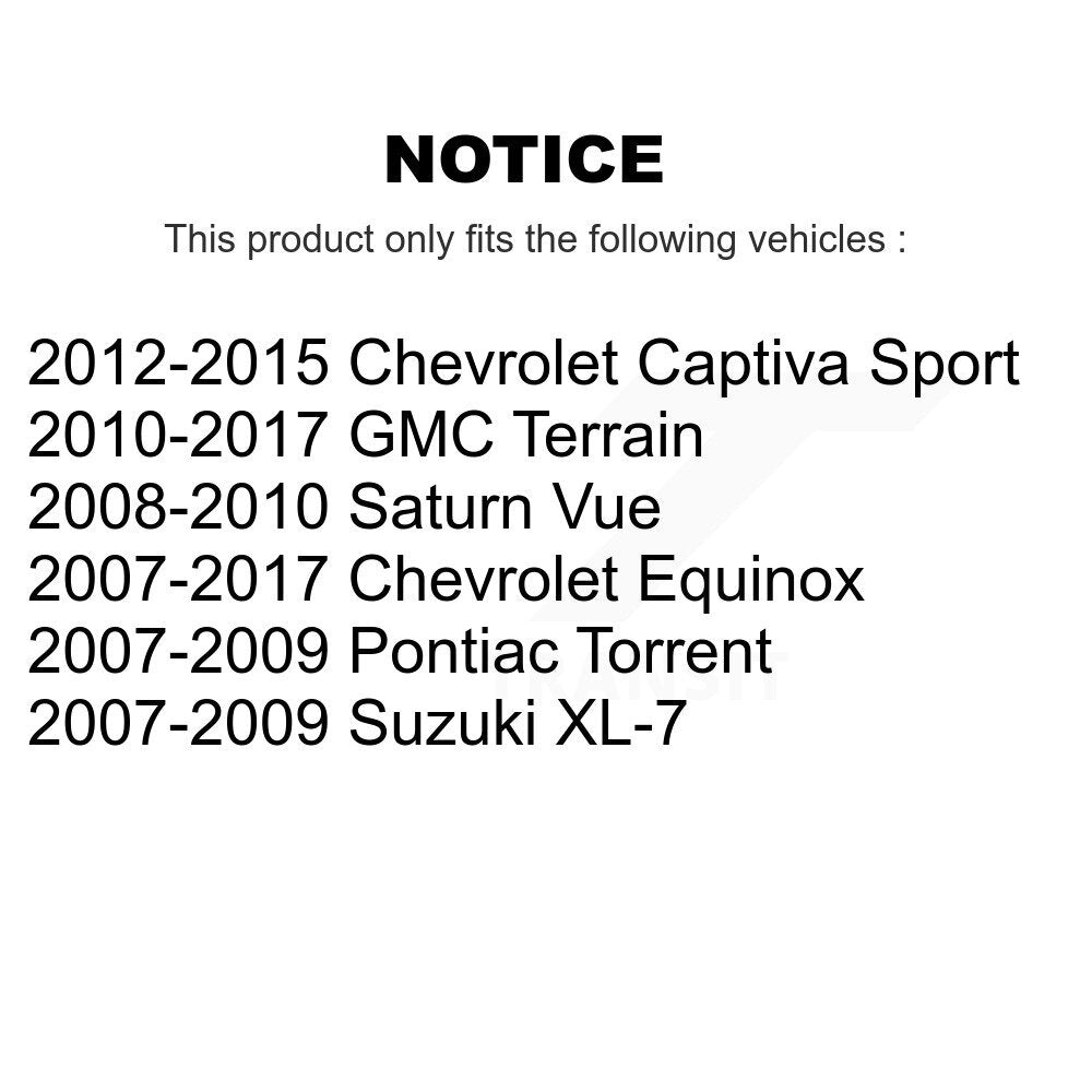 Buyers Guide for KTR-106009. Fits: Chevrolet Equinox GMC Terrain Pontiac Torrent Saturn Vue Suzuki XL-7 Captiva Sport & more.