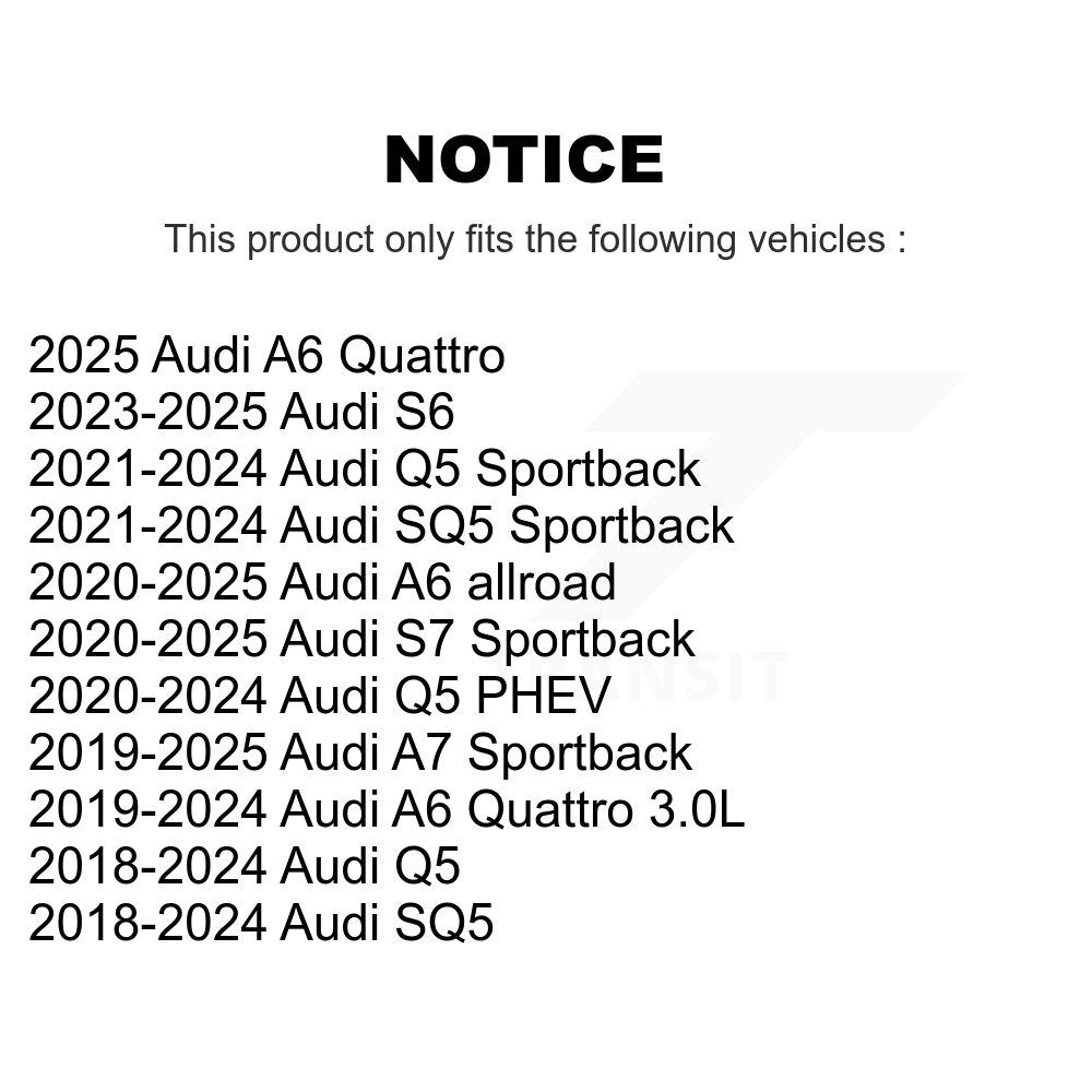 Buyers Guide for KTR-106011. Fits: Audi Q5 SQ5 Sportback A6 Quattro PHEV A7 allroad S7 S6