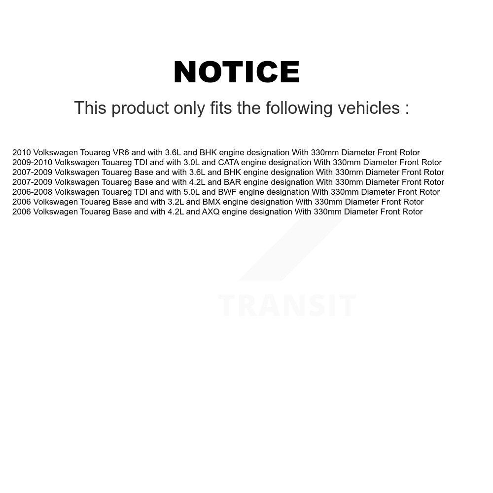 TEC Front Ceramic Disc Brake Pads And Wear Sensors Kit For 2006 Volkswagen Touareg With 330mm Diameter Rotor 2 Piston Caliper KTW-100942