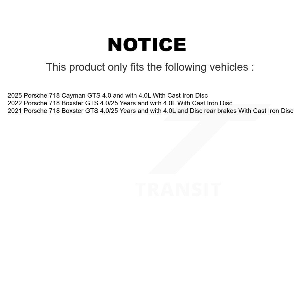 TEC Rear Ceramic Disc Brake Pads And Wear Sensors Kit For Porsche 718 Boxster Cayman With Cast Iron KTW-102301