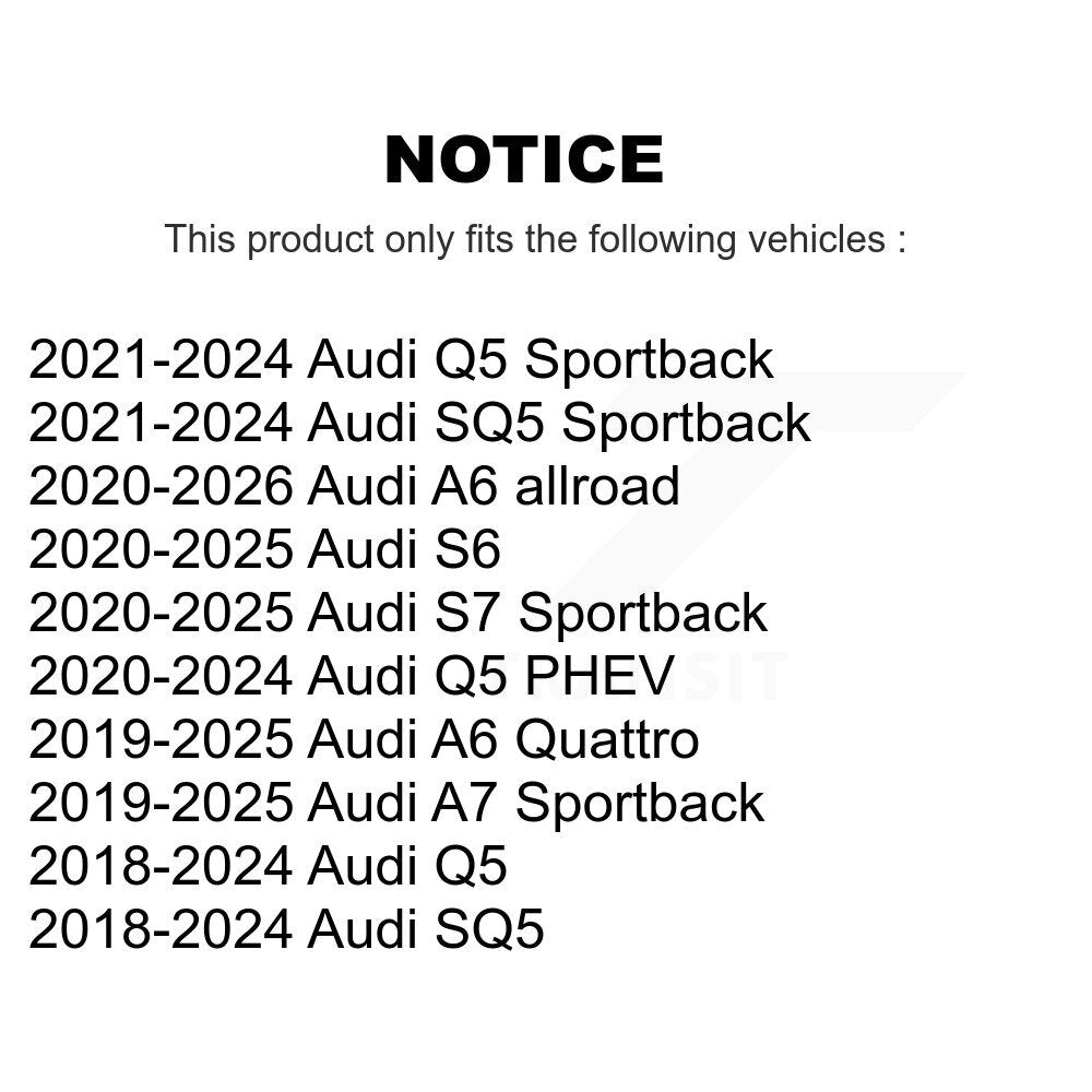 Buyers Guide for TOR-CA7501. Fits: Audi Q5 SQ5 Sportback A6 Quattro PHEV A7 allroad S6 S7