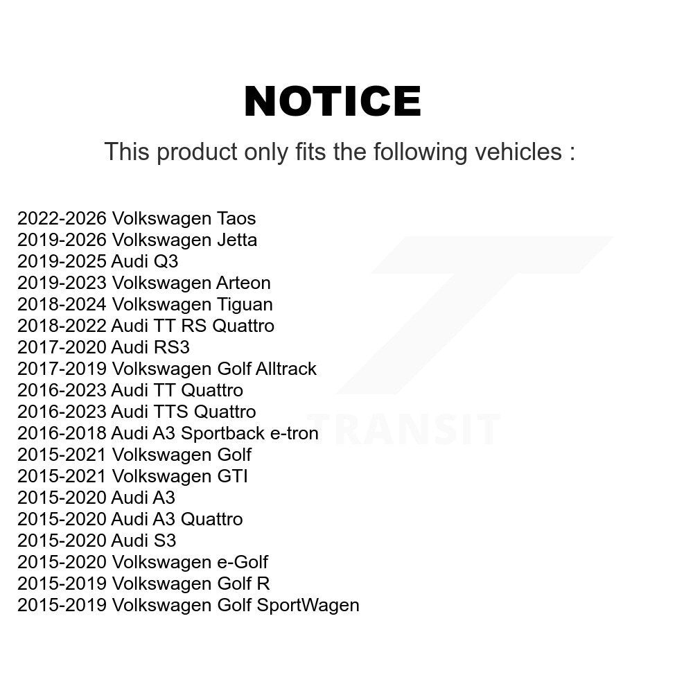 Buyers Guide for TOR-CA7523. Fits: Volkswagen Tiguan Jetta Taos Audi Golf Q3 SportWagen GTI A3 Quattro R Alltrack e-Golf & more.