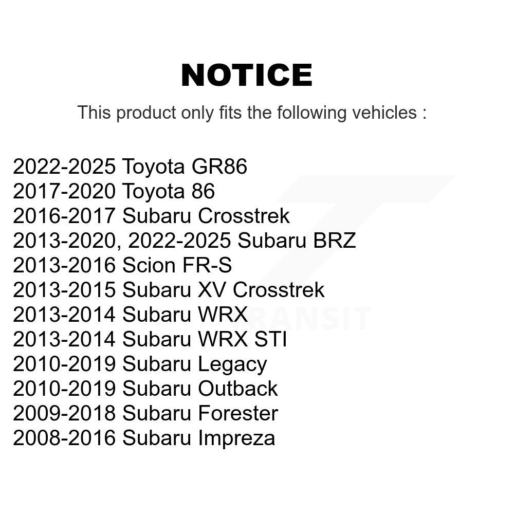 Buyers Guide for TOR-CB8402. Fits: Subaru Forester Outback Impreza Legacy XV Crosstrek BRZ Scion FR-S Toyota GR86 86 WRX STI