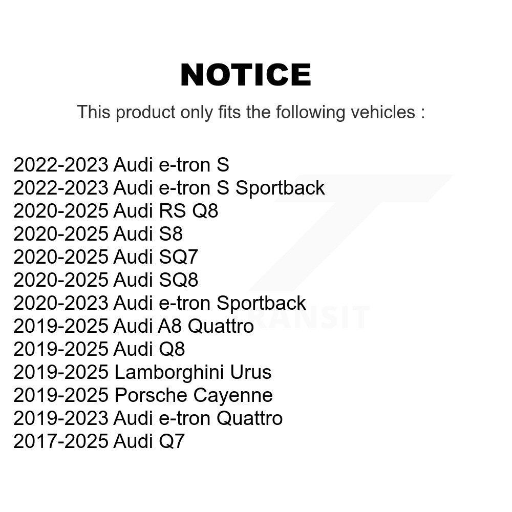 Buyers Guide for TOR-CK623728. Fits: Audi Q7 Porsche Cayenne Q8 e-tron Quattro SQ8 RS SQ7 Lamborghini Urus Sportback A8 S S8
